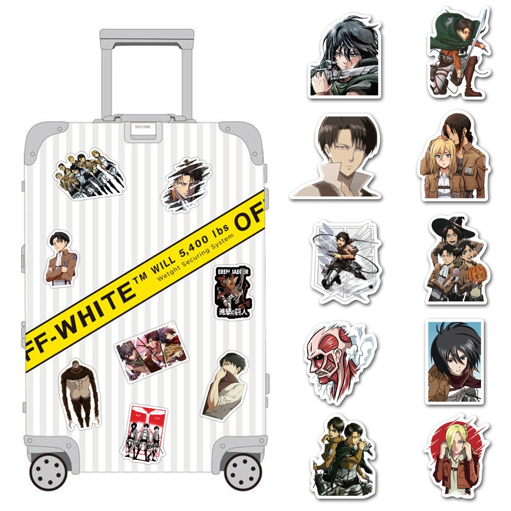 10 30 50Pcs Pack Attack On Titan Anime Stickers Laptop Guitar Motorcycle Luggage Skateboard Bicycle Waterproof 4 - Attack On Titan Shop
