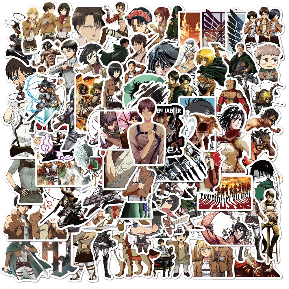 10 30 50Pcs Pack Attack On Titan Anime Stickers Laptop Guitar Motorcycle Luggage Skateboard Bicycle Waterproof - Attack On Titan Shop