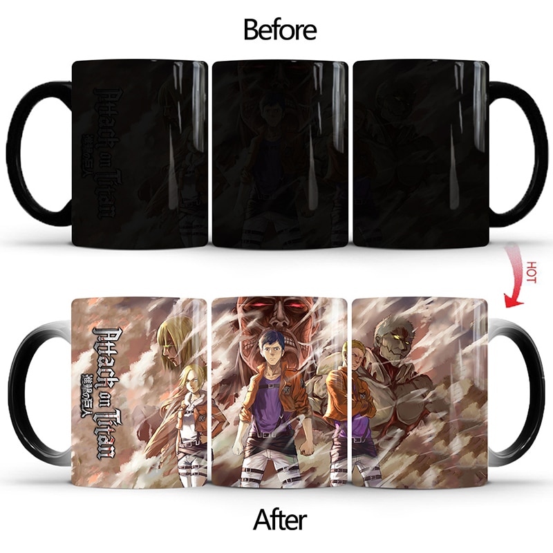 1Pcs 350ml New Attack On Titan Color Changing Mug Home Ceramic Coffee Milk Cup Creative Birthday 1 - Attack On Titan Shop