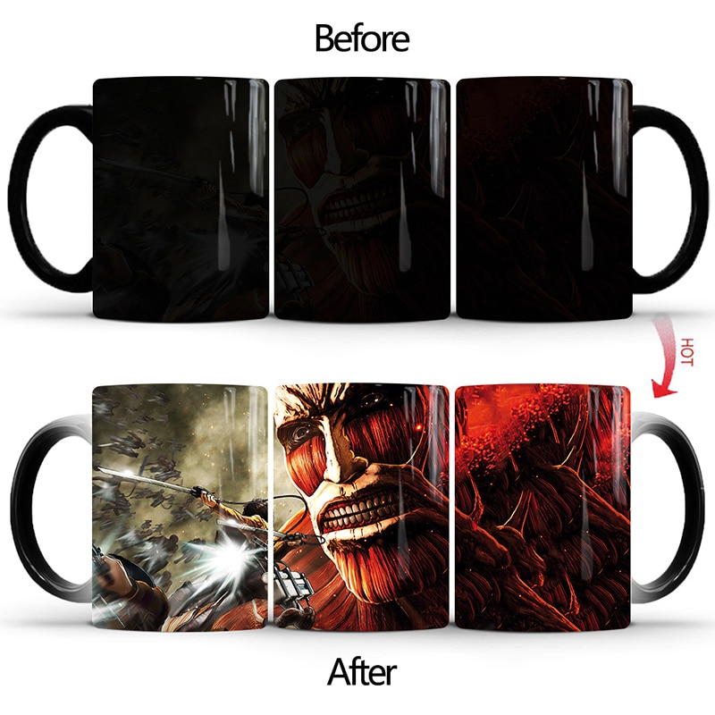 1pcs 350ml new attack on titan color changing mug home ceramic coffee milk cup creative birthday gift for children friends kids 12 - Attack On Titan Shop
