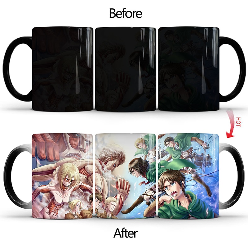 1pcs 350ml new attack on titan color changing mug home ceramic coffee milk cup creative birthday gift for children friends kids 14 - Attack On Titan Shop
