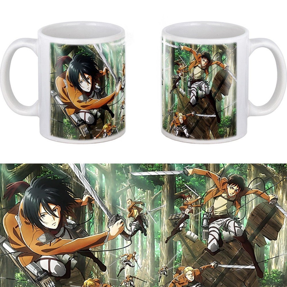 2021 Attack on Titan Coffee Mug 350ml ceramic Anime home milk tea cups and mugs Travel 3 - Attack On Titan Shop