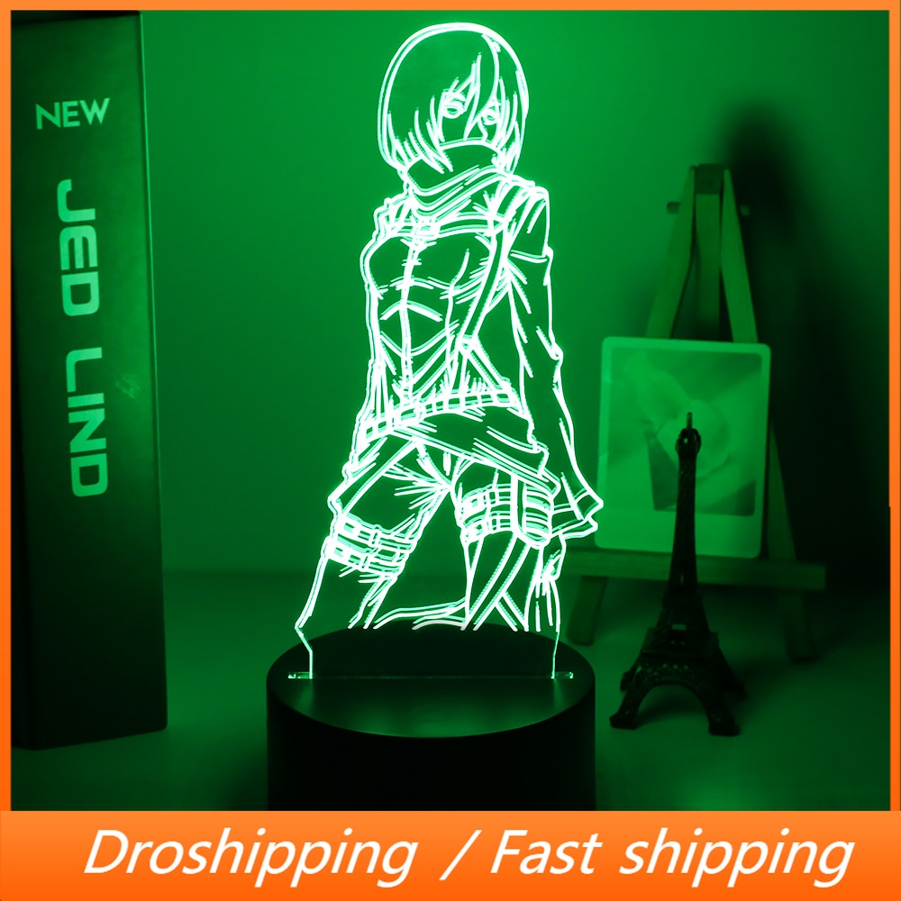 3d Lamp Attack on Titan Mikasa Ackerman Figure Kids Nightlight for Room Decoration Led Color Changing - Attack On Titan Shop