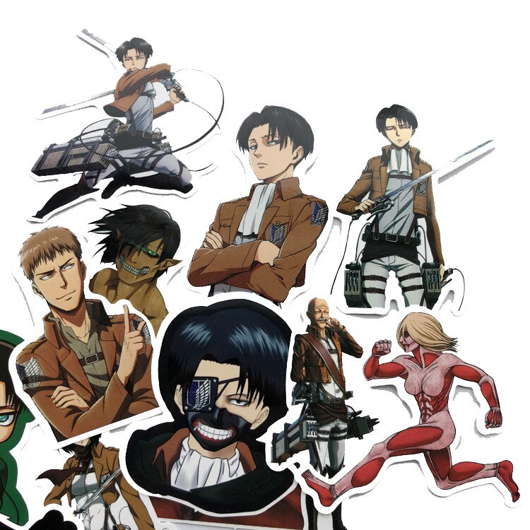 42Pcs lot Japanese Anime Attack on titan Mikasa Levi Eren Stickers For Waterproof Car Phone Luggage 1 - Attack On Titan Shop