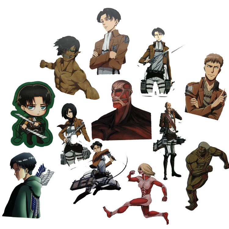 42Pcs lot Japanese Anime Attack on titan Mikasa Levi Eren Stickers For Waterproof Car Phone Luggage 2 - Attack On Titan Shop
