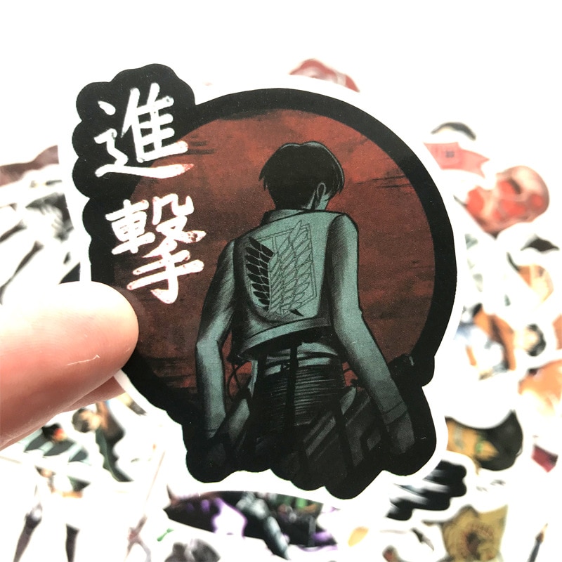 42Pcs lot Japanese Anime Attack on titan Mikasa Levi Eren Stickers For Waterproof Car Phone Luggage 3 - Attack On Titan Shop