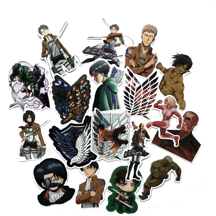42Pcs lot Japanese Anime Attack on titan Mikasa Levi Eren Stickers For Waterproof Car Phone Luggage 5 - Attack On Titan Shop