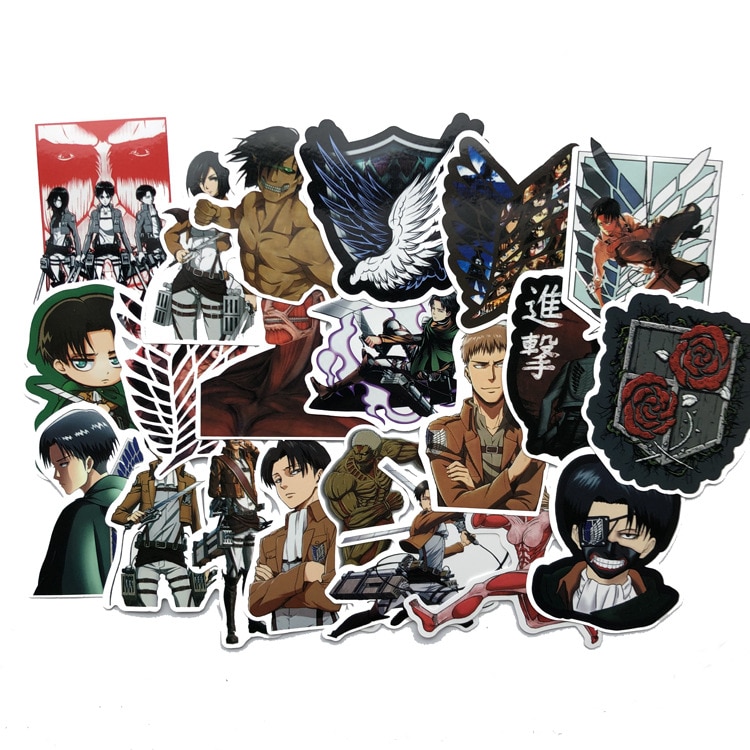 42Pcs lot Japanese Anime Attack on titan Mikasa Levi Eren Stickers For Waterproof Car Phone Luggage - Attack On Titan Shop