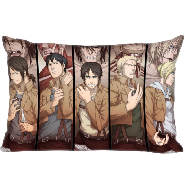 Anime Attack On Titan Pillow Cover Bedroom Home Office Decorative Pillowcase Rectangle Zipper Pillow Cases Satin 6.jpg 640x640 6 - Attack On Titan Shop