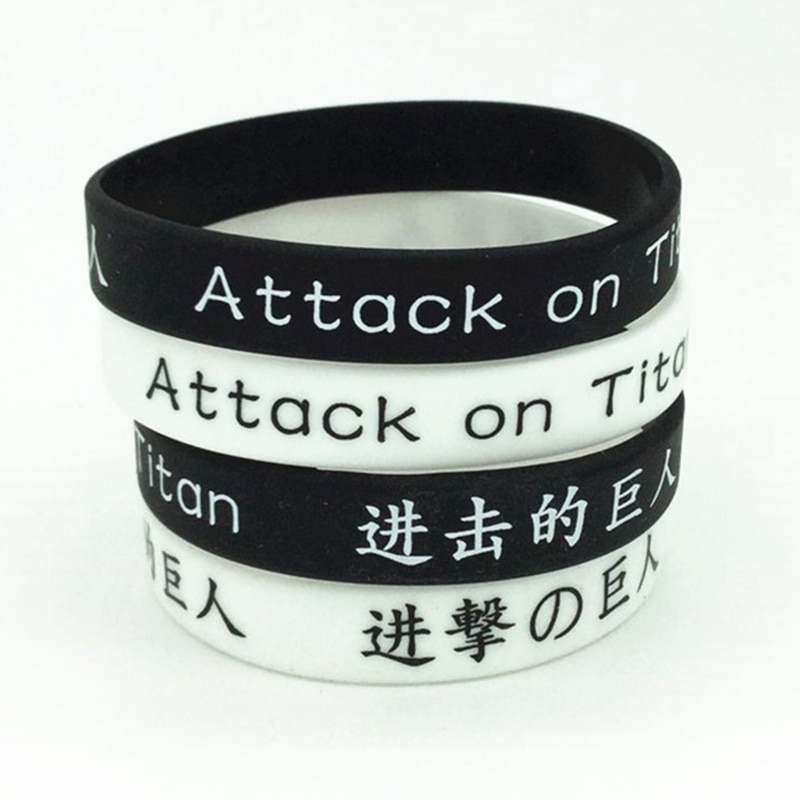Anime Attack on Titan Bracelet Punk Style Braided Leather Bracelet Unisex Silicone Rubber Bracelet Elastic Band - Attack On Titan Shop