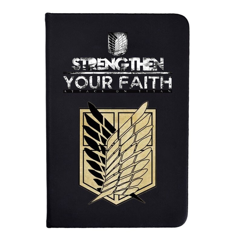 Anime Attack on Titan Strength Your Faith Notebook Black PU Cover Lined Writing Pages Note Taking 4 - Attack On Titan Shop