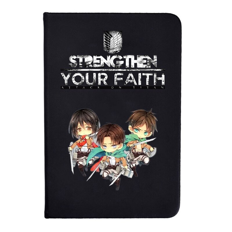 Anime Attack on Titan Strength Your Faith Notebook Black PU Cover Lined Writing Pages Note Taking 5 - Attack On Titan Shop