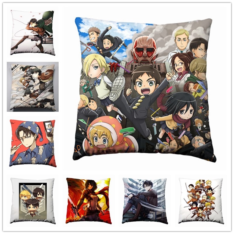 Anime Manga Shingeki no Kyojin Attack on Titan Silk Pillowcase 40x40cm Pillow Case Cover Seat Bedding - Attack On Titan Shop
