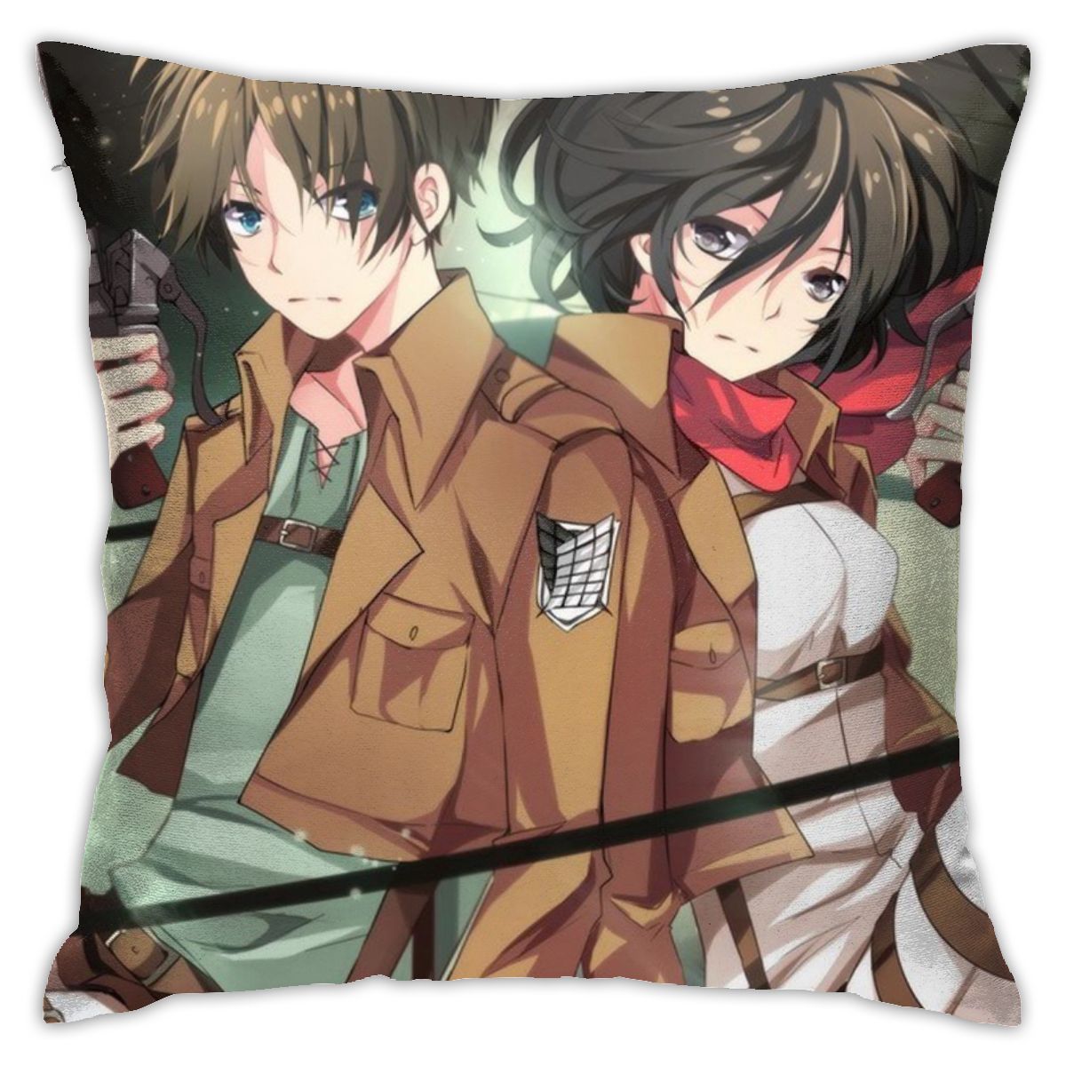Attack On Titan Anime Decorative Pillow Case Throw Pillow Case Red Square Pillow Case Home Decoration 3 - Attack On Titan Shop