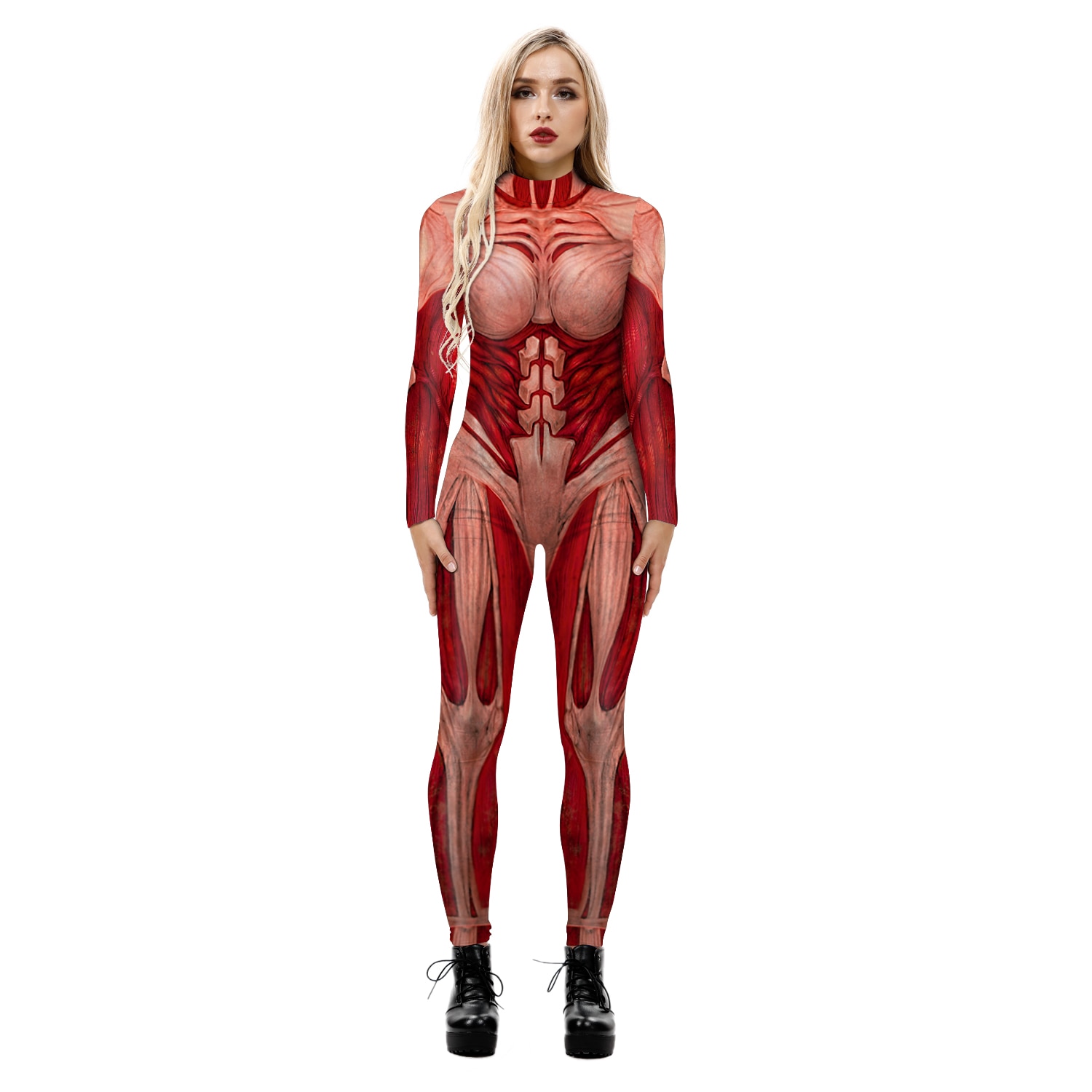 Attack On Titan Cosplay Costumes Halloween Party Jumpsuits Skeleton Printed Jumpsuit Women Leonhart Muscle Outfits for - Attack On Titan Shop