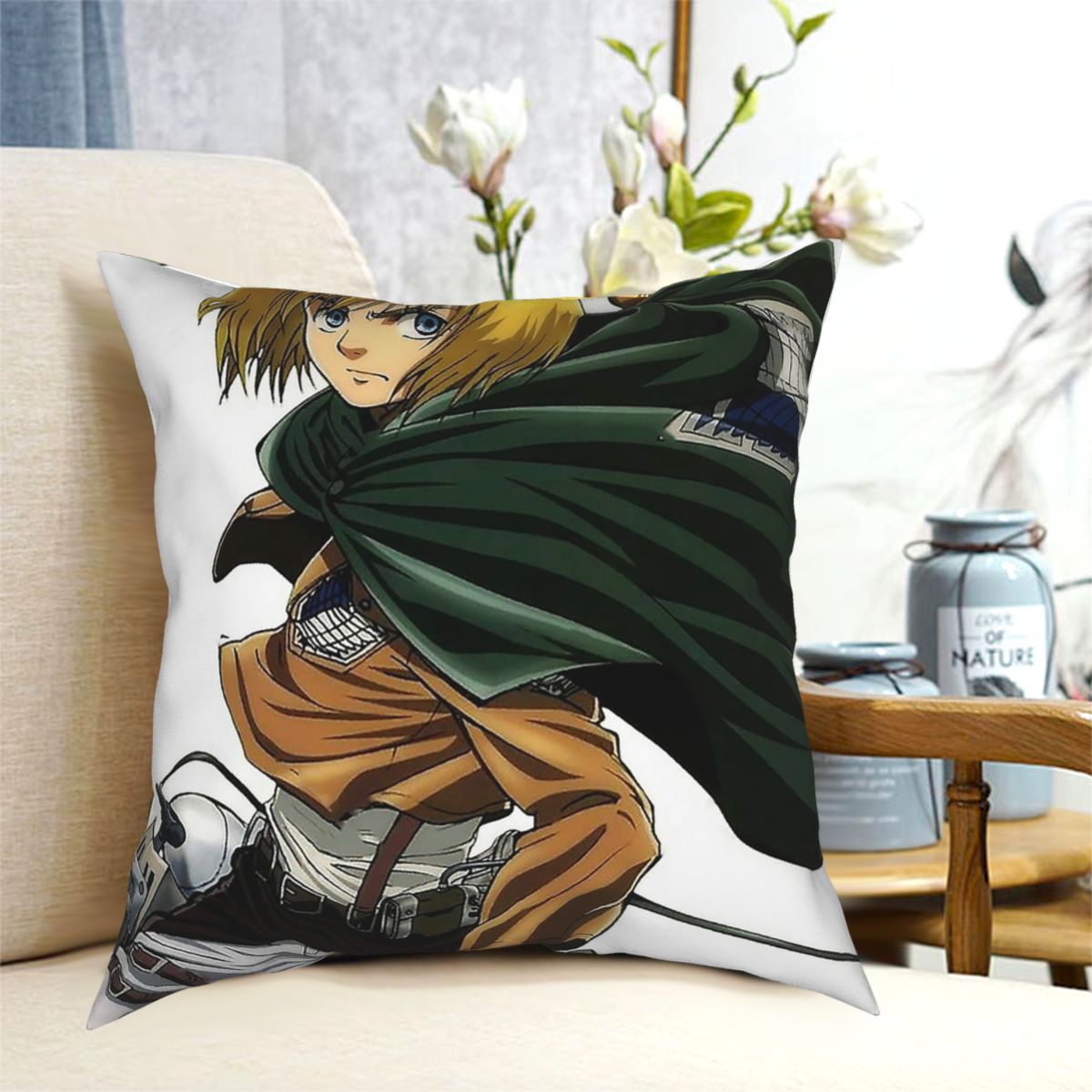 Attack On Titan Manga Armin Arlert SNK Square Pillow Case Throw Pillow Awesome Pillowcover Home Decor - Attack On Titan Shop