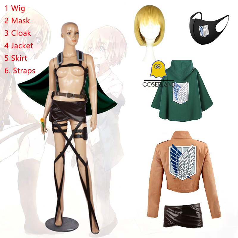 Attack on Titan Armin Arlert Cosplay Costume Anime Cloak Jacket Skirt Shingeki no Kyojin Straps Scouting - Attack On Titan Shop
