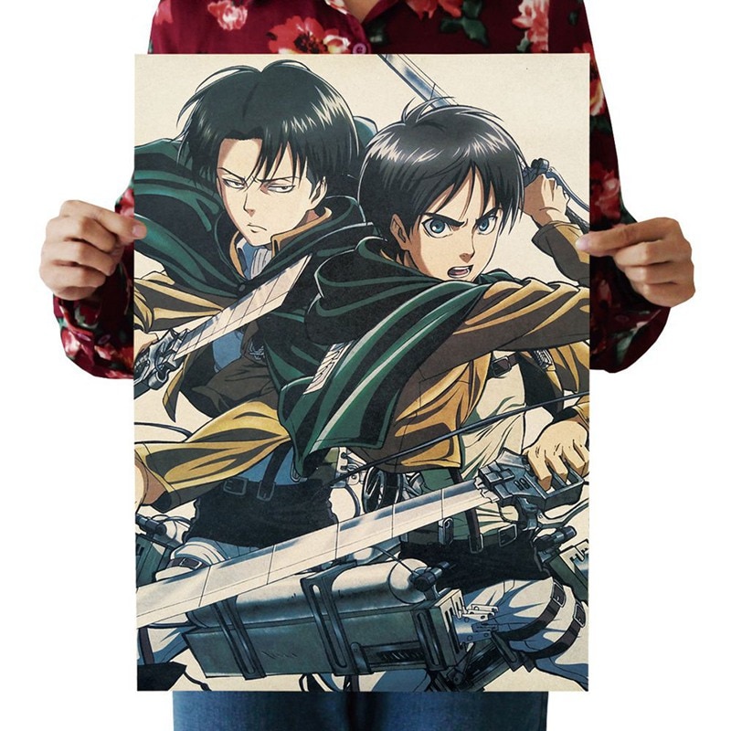 Attack on Titan B Style Poster Japanese Cartoon Comic Kraft Paper Poster Wall Stickers Home Decor 4 - Attack On Titan Shop