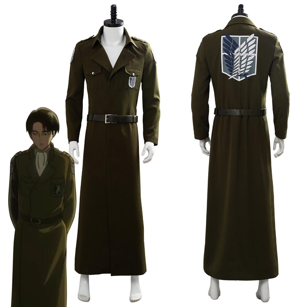 Attack on Titan Cosplay Levi Costume Scouting Legion Soldier Coat Trench Jacket Adult Men Halloween Carnival - Attack On Titan Shop