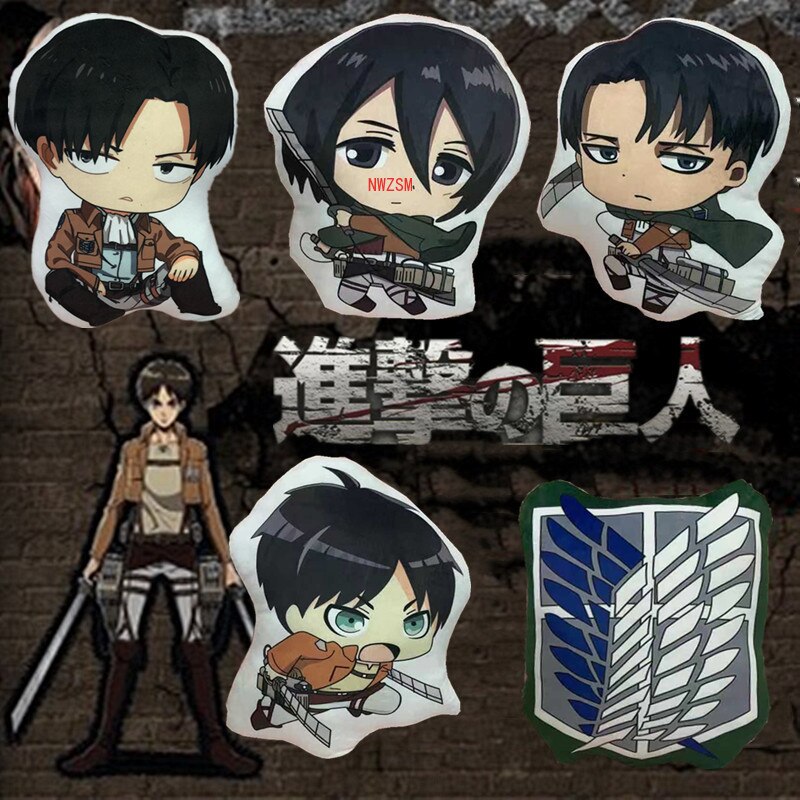 Attack on Titan Pillow Toy Anime Levi Ackerman Plush Stuffed Doll Double Sided Pillowcase 40cm Children 1 2 - Attack On Titan Shop