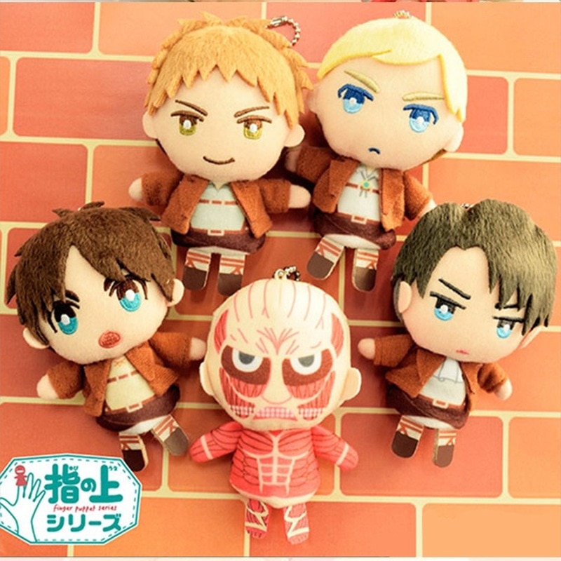 Cosplay Anime 10cm Attack on Titan Levi Erwin Cute Plush Finger Puppets Cover Stuffed Toys Doll 2 - Attack On Titan Shop