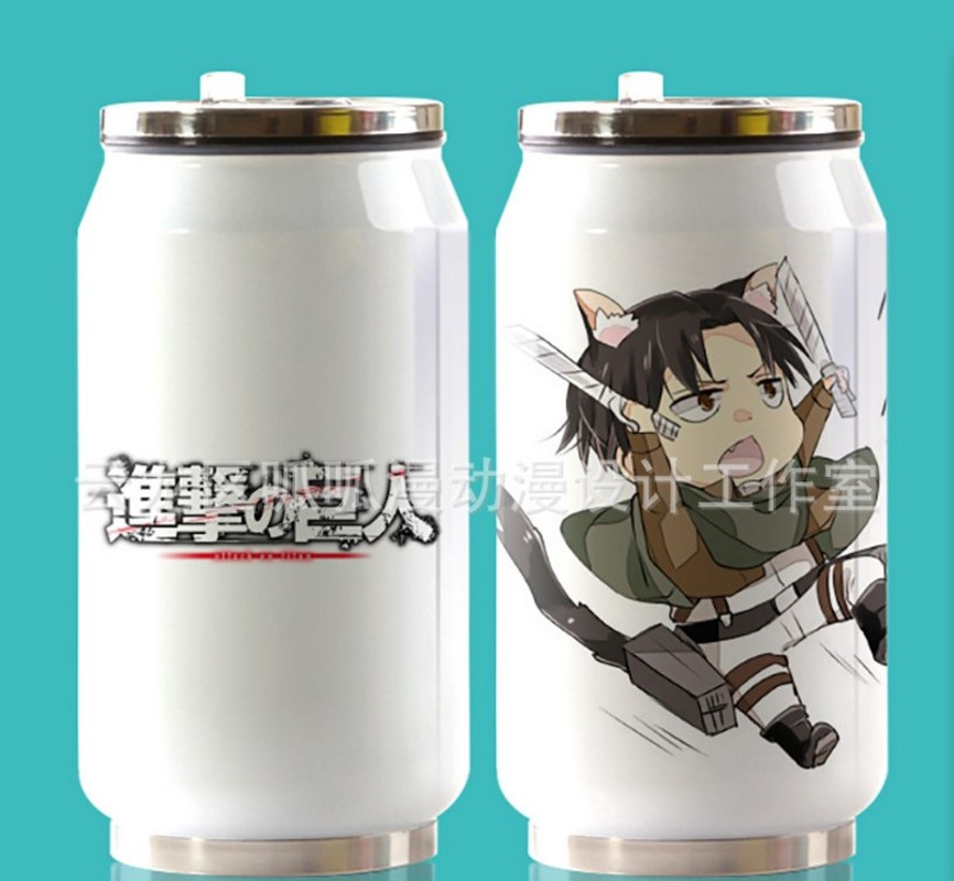 HOT Anime Attack on Titan Cup Around Vacuum Cup Stainless Steel Zip top Can Water Bottle 1 - Attack On Titan Shop