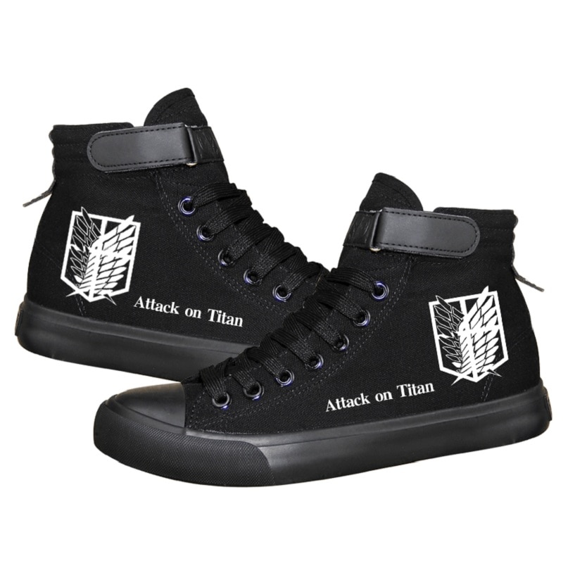 High Q Unisex Anime Cos Attack on Titan Eren Jaeger Lovers Casual Canvas Shoes plimsolls 1 - Attack On Titan Shop