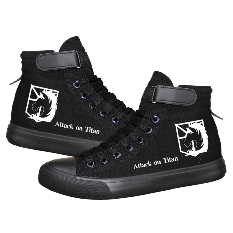 High Q Unisex Anime Cos Attack on Titan Eren Jaeger Lovers Casual Canvas Shoes plimsolls 2 - Attack On Titan Shop