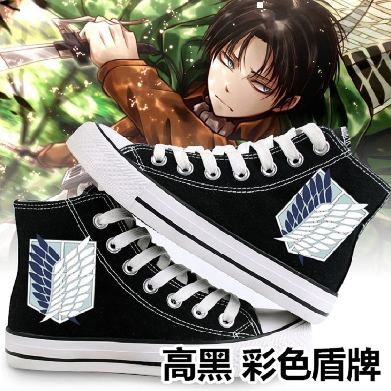 High Q Unisex Anime Cos Attack on Titan Levi Ackerman Heichov Casual plimsolls Canvas Shoes rope 2 - Attack On Titan Shop