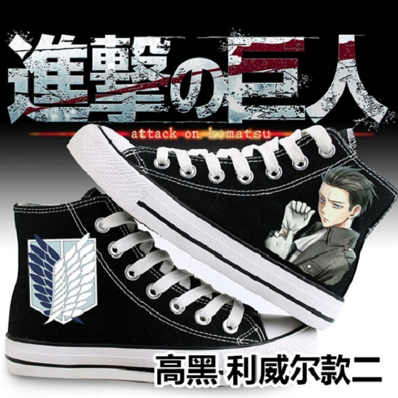 High Q Unisex Anime Cos Attack on Titan Levi Ackerman Heichov Casual plimsolls Canvas Shoes rope - Attack On Titan Shop
