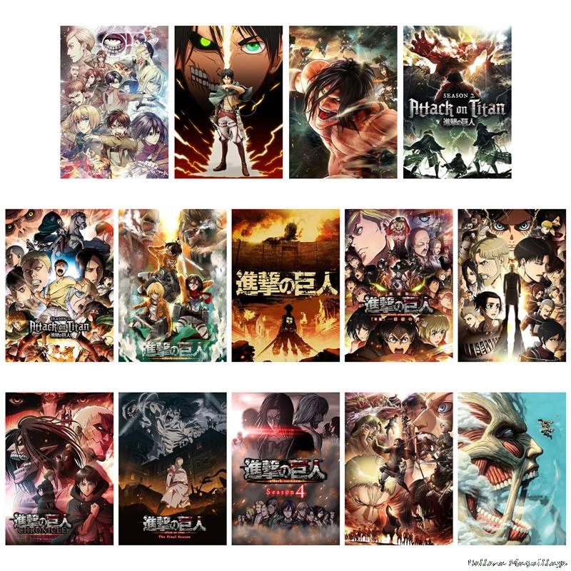High Quality Home Room Art Print Wall Stickers Vintage Japanese Posters Anime Attack on Titan Retro 3 - Attack On Titan Shop