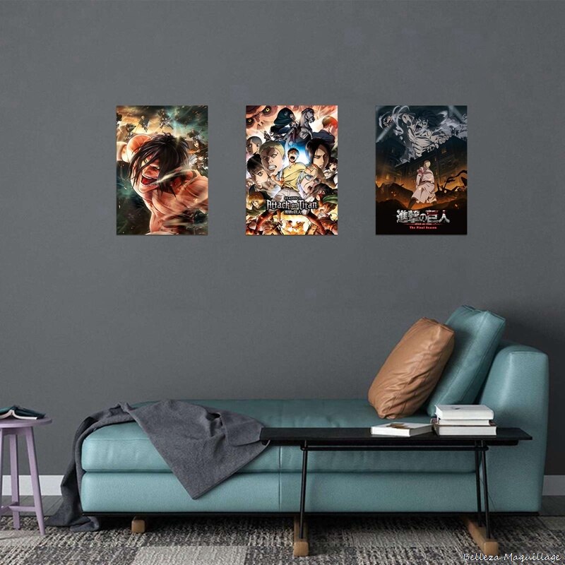 High Quality Home Room Art Print Wall Stickers Vintage Japanese Posters Anime Attack on Titan Retro 4 - Attack On Titan Shop