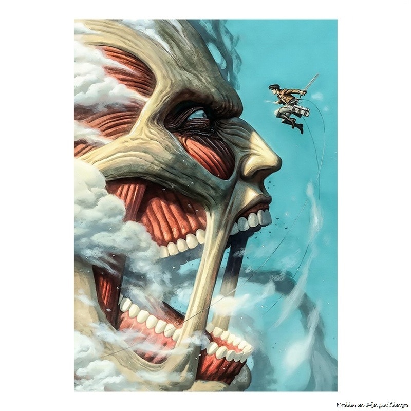 High Quality Home Room Art Print Wall Stickers Vintage Japanese Posters Anime Attack on Titan Retro 6 - Attack On Titan Shop