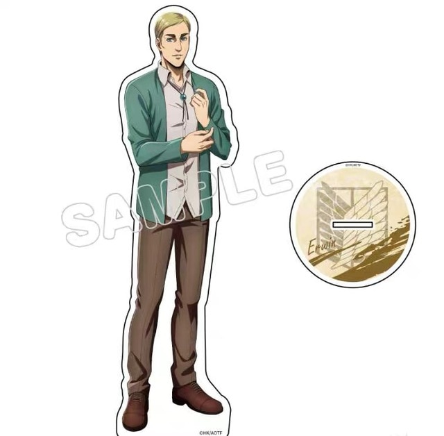 Hot Anime Attack on Titan Erwin Smith Acrylic Keychains Stand Display Model Plate Birthday Cake - Attack On Titan Shop