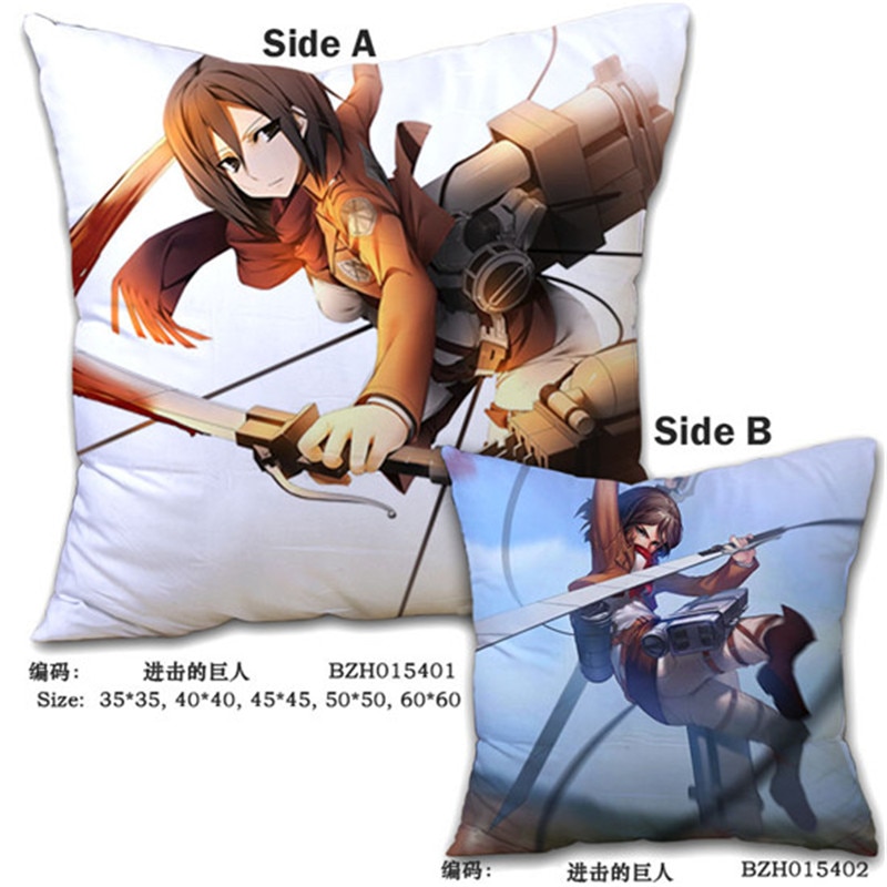 Japanese Anime Pillows Attack on Titan Cratoon Two Sides Printed Decorative Pillows Cushions Christmas decoration for - Attack On Titan Shop