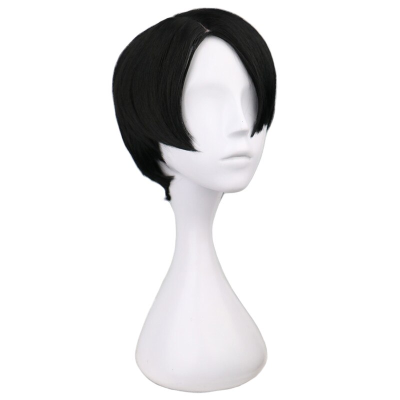 QQXCAIW Short Straight Cosplay Levi Rivaille Black 30 Cm Synthetic Hair Wigs 1 1 - Attack On Titan Shop