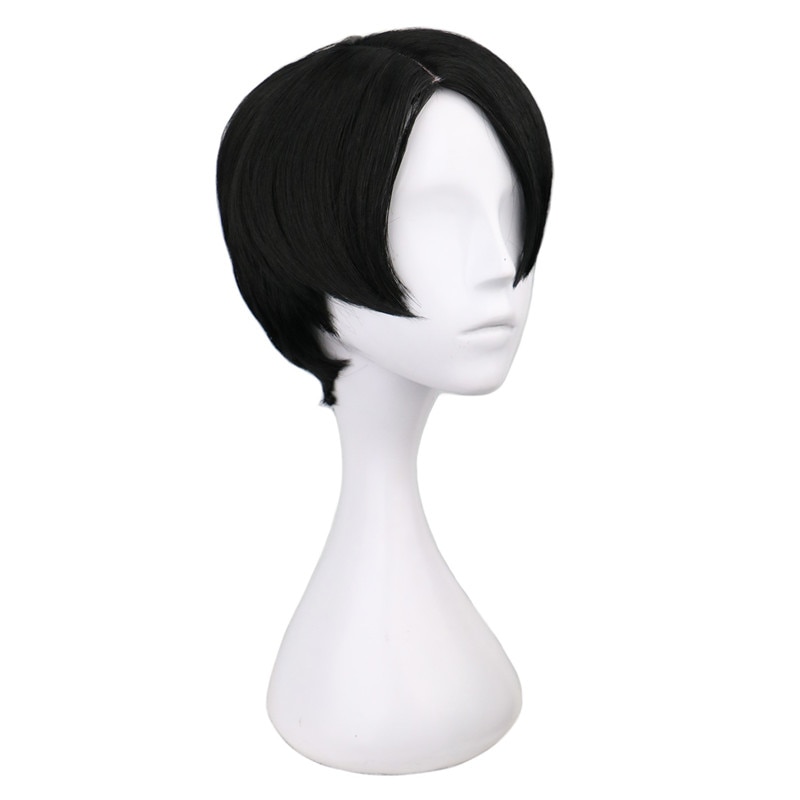 QQXCAIW Short Straight Cosplay Levi Rivaille Black 30 Cm Synthetic Hair Wigs - Attack On Titan Shop