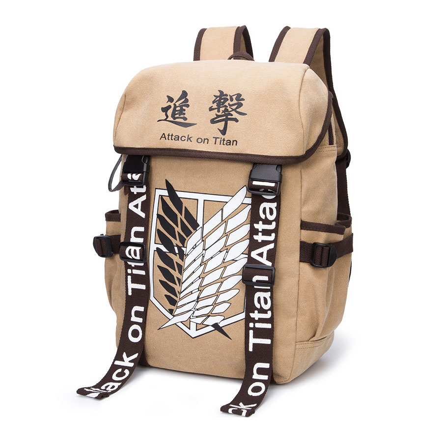 Anime Backpack Attack on Titan Anime Cosplay Eren Bag Cartoon Canvas Backpack Shingeki no Kyojin Schoolbag 1 - Attack On Titan Shop
