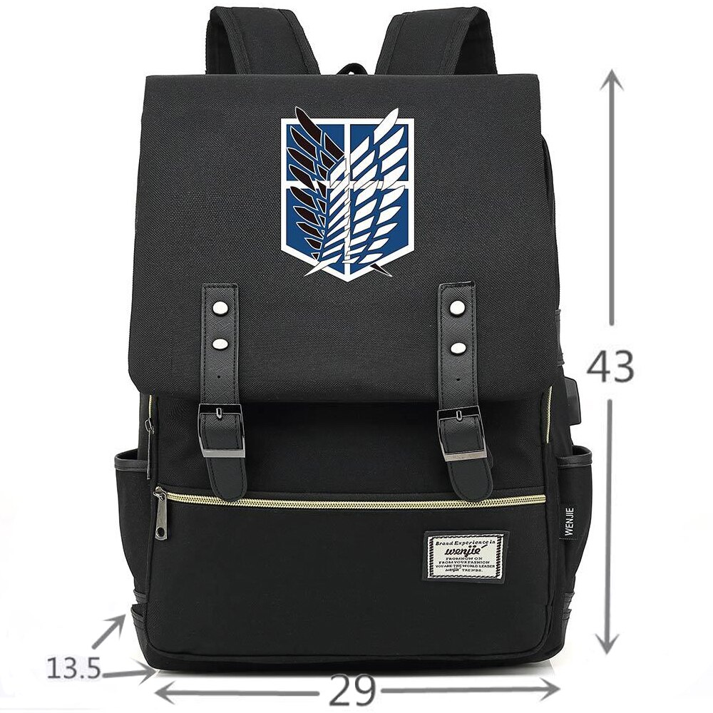 Anime Backpack Attack on Titan Laptop Shoulder Bags Daily Bagpack Anti theft Canvas Flap Vintage Travel 1 - Attack On Titan Shop