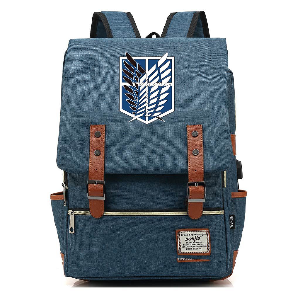 Anime Backpack Attack on Titan Laptop Shoulder Bags Daily Bagpack Anti theft Canvas Flap Vintage Travel 2 - Attack On Titan Shop