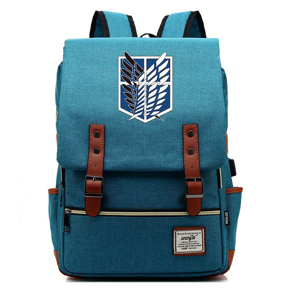 Anime Backpack Attack on Titan Laptop Shoulder Bags Daily Bagpack Anti theft Canvas Flap Vintage Travel 4 - Attack On Titan Shop