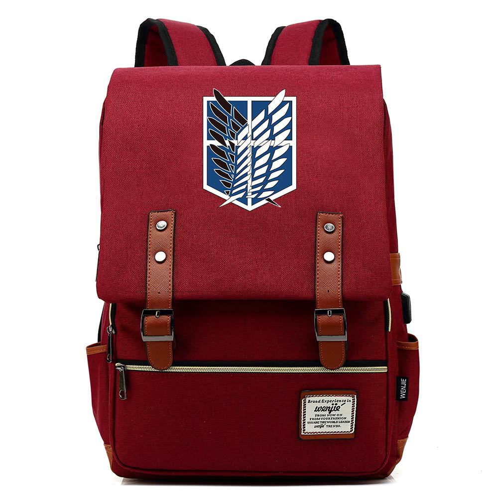 Anime Backpack Attack on Titan Laptop Shoulder Bags Daily Bagpack Anti theft Canvas Flap Vintage Travel 6 - Attack On Titan Shop