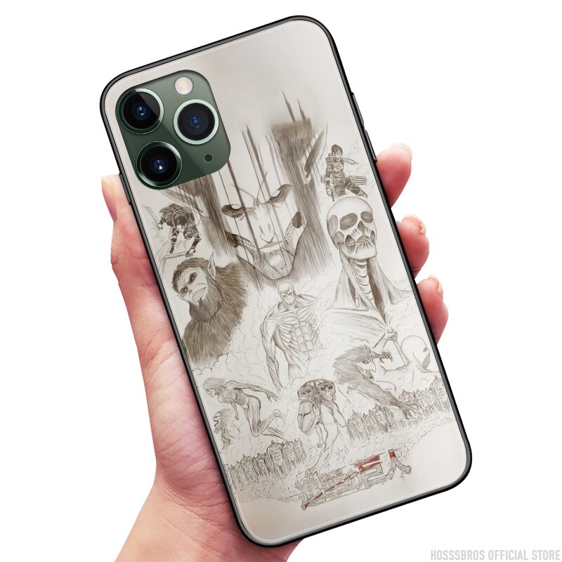 Attack on Titan Final Season Sketch Silicone Glass for iPhone SE 6 6s 7 8 X 6 - Attack On Titan Shop